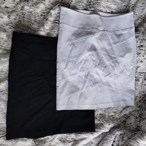 Set of 2 Black and White Pencil Skirts